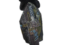 Load image into Gallery viewer, 極美品 PellePelle ペレペレ AMERICA アメリカ ファー レザージャケット CHINA製 レザー ブラック マルチカラー サイズ12 中古 4c072744