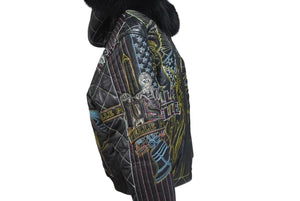 極美品 PellePelle ペレペレ AMERICA アメリカ ファー レザージャケット CHINA製 レザー ブラック マルチカラー サイズ12 中古 4c072744