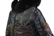 Load image into Gallery viewer, 極美品 PellePelle ペレペレ AMERICA アメリカ ファー レザージャケット CHINA製 レザー ブラック マルチカラー サイズ12 中古 4c072744
