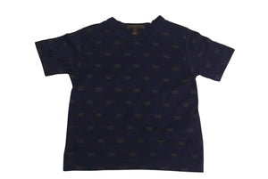 LOUIS VUITTON ルイヴィトン LVロゴ 半袖Tシャツ チビT RM071K MKJR99JBD コットン ネイビー ブラウン サイズ3 美品 中古 4c072748