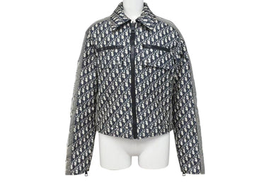 極美品 ChristianDior クリスチャンディオール リバーシブルジャケット トロッター 147V17A2968 ネイビー ホワイト サイズ36 中古 4c072753