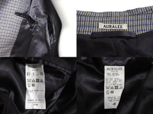 画像をギャラリービューアに読み込む, AURALEE オーラリー ダブルフェイスチェックステインカラー ロングコート A9AC01BN ウールライトブルー サイズ4 美品 中古 4c072755 