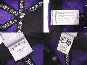 CHROME HEARTS クロムハーツ 5パネル クロスパッチ ベースボールキャップ パープル グリーン 刺繍 ONE SIZE 極美品 中古 4c072756