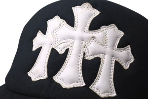CHROME HEARTS クロムハーツ TRUCKER CAP トラッカーキャップ セメタリーレザーパッチ メッシュキャップ ブラック ホワイト 美品 中古 4c072758