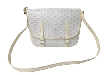 GOYARD ゴヤール ショルダーバッグ ベルヴェデールMM ヘリンボーン コーティングキャンバス ホワイト シルバー金具 美品 中古 4c072772