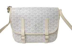GOYARD ゴヤール ショルダーバッグ ベルヴェデールMM ヘリンボーン コーティングキャンバス ホワイト シルバー金具 美品 中古 4c072772