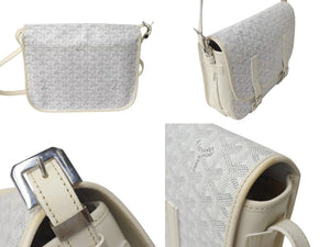 GOYARD ゴヤール ショルダーバッグ ベルヴェデールMM ヘリンボーン コーティングキャンバス ホワイト シルバー金具 美品 中古 4c072772