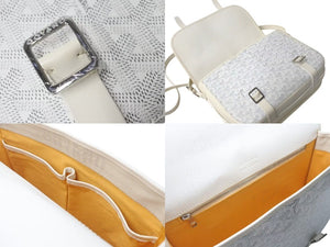 GOYARD ゴヤール ショルダーバッグ ベルヴェデールMM ヘリンボーン コーティングキャンバス ホワイト シルバー金具 美品 中古 4c072772