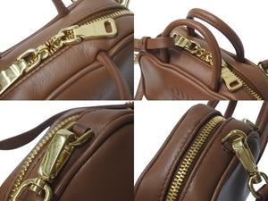 極美品 MIUMIU ミュウミュウ ハンドバッグ マイクロバッグ ショルダーバッグ 5NR020 レザー ブラウン ゴールド金具 中古 4c072773