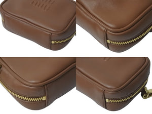 極美品 MIUMIU ミュウミュウ ハンドバッグ マイクロバッグ ショルダーバッグ 5NR020 レザー ブラウン ゴールド金具 中古 4c072773