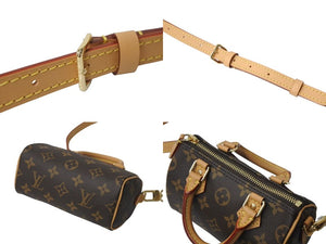 極美品 LOUIS VUITTON ルイヴィトン ナノスピーディ 2WAYショルダーバッグ M81085 モノグラムキャンバス ブラウン 中古 4c072775
