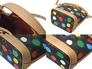 極美品 LOUIS VUITTON ルイヴィトン 草間彌生コラボ ショルダーバッグ モノグラム ナノノエ M81863 ブラウン 中古 4c072776
