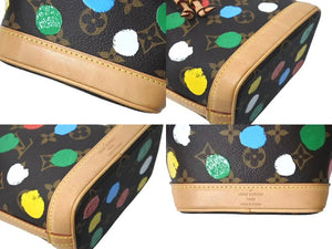 極美品 LOUIS VUITTON ルイヴィトン 草間彌生コラボ ショルダーバッグ モノグラム ナノノエ M81863 ブラウン 中古 4c072776