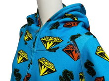 Load image into Gallery viewer, 極美品 BILLIONAIRE BOYS CLUB ビリオネアボーイズクラブ DIAMOND&amp;DOLLAR フルジップパーカー ブルー XL 中古 4c072780