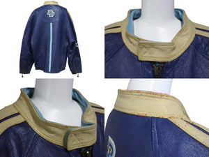 pellepelle ペレペレ レザージャケット サイズ42 刺繍デザイン ブルー ホワイト ヴィンテージ 美品 中古 4c072784