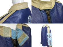 Load image into Gallery viewer, pellepelle ペレペレ レザージャケット サイズ42 刺繍デザイン ブルー ホワイト ヴィンテージ 美品 中古 4c072784