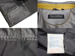 pellepelle ペレペレ レザージャケット サイズ46 刺繍デザイン シルバー ホワイト ヴィンテージ 良品 中古 4c072792