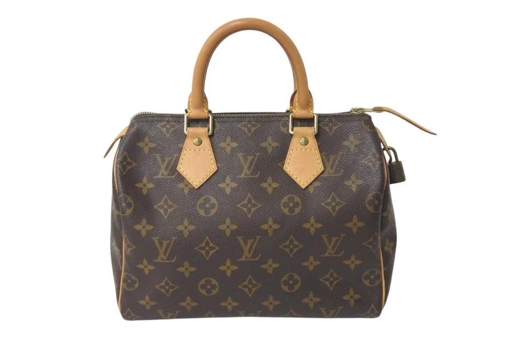 LOUIS VUITTON ルイヴィトン スピーディ25 ハンドバッグ M41109 モノグラム PVC レザー ゴールド金具 ブラウン 美品 中古 4c072796