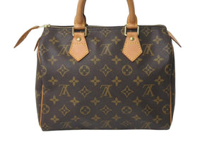 LOUIS VUITTON ルイヴィトン スピーディ25 ハンドバッグ M41109 モノグラム PVC レザー ゴールド金具 ブラウン 美品 中古 4c072800