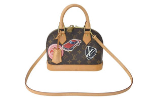 LOUIS VUITTON ルイヴィトン アルマBB ワールドツアーステッカー ハンドバッグ M43230 ショルダー 2WAY モノグラムキャンバス 美品 中古 4c072802