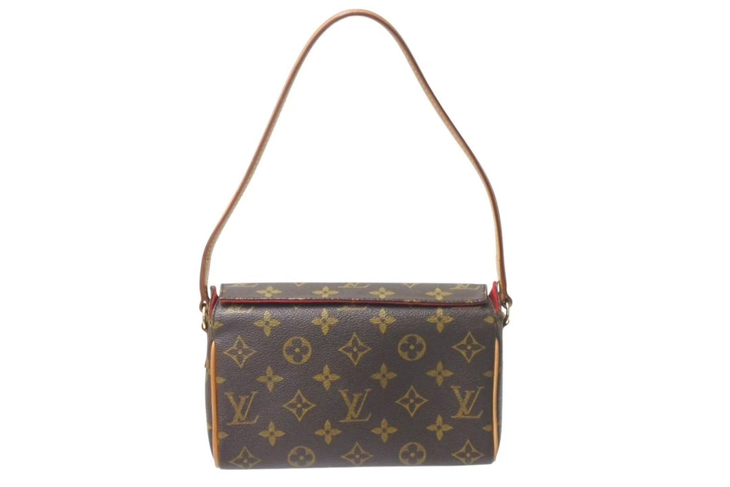 LOUIS VUITTON ルイヴィトン ハンドバッグ レシタル モノグラムキャンバス M51900 ゴールド金具 ブラウン 美品 中古 4c072803