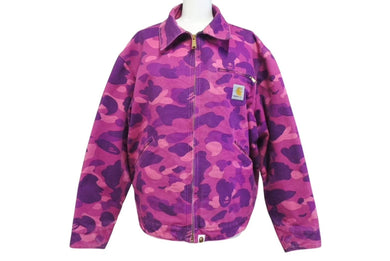 A BATHING APE × CARHARTT アベイシングエイプ カーハート デトロイトジャケット パープル サイズM 美品 中古 4c072809