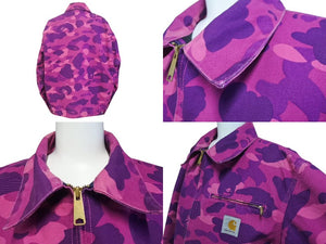 A BATHING APE × CARHARTT アベイシングエイプ カーハート デトロイトジャケット パープル サイズM 美品 中古 4c072809