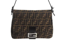 画像をギャラリービューアに読み込む, 極美品 FENDI フェンディ ズッカ柄 マンマバケット ワンショルダーバッグ ブラウン コットンキャンバス レザー ハンドバッグ ロゴ ロゴ 美品 中古 4c072821 