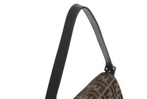 極美品 FENDI フェンディ ズッカ柄 マンマバケット ワンショルダーバッグ ブラウン コットンキャンバス レザー ハンドバッグ ロゴ ロゴ 美品 中古 4c072821 