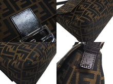 画像をギャラリービューアに読み込む, 極美品 FENDI フェンディ ズッカ柄 マンマバケット ワンショルダーバッグ ブラウン コットンキャンバス レザー ハンドバッグ ロゴ ロゴ 美品 中古 4c072821 