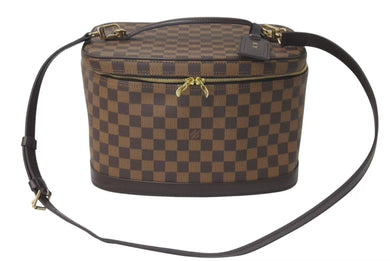 極美品 LOUIS VUITTON ルイヴィトン ショルダーバッグ イニシャル入り オーダーメイド メイクボックス ダミエキャンバス ブラウン 中古 4c072826