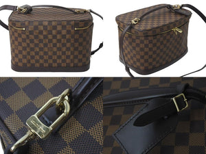 極美品 LOUIS VUITTON ルイヴィトン ショルダーバッグ イニシャル入り オーダーメイド メイクボックス ダミエキャンバス ブラウン 中古 4c072826