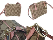 Load image into Gallery viewer, GUCCI グッチ ショルダーバッグ 120975 GGキャンバス ピンク レザー ブラウン ベージュ ゴールド金具 美品 中古 4c072832