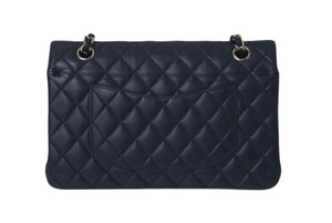 CHANEL シャネル マトラッセ25 チェーンショルダーバッグ Wフラップ Wチェーン 15番台 キャビアスキン ブルー シルバー 美品 中古 4c072839