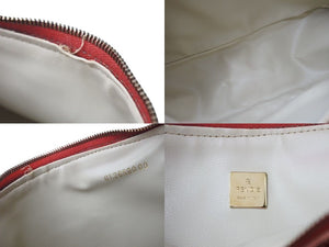 FENDI フェンディ ズッキーノ柄 ミニハンドバッグ レッドロゴ ポーチバッグ キャンバス ゴールド金具 美品 中古 4c072844 