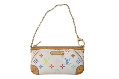 LOUIS VUITTON ルイヴィトン ポシェット ミラMM アクセサリーポーチ M60096 モノグラム マルチカラー ホワイト 良品 中古 4c072848