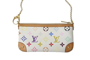 LOUIS VUITTON ルイヴィトン ポシェット ミラMM アクセサリーポーチ M60096 モノグラム マルチカラー ホワイト 良品 中古 4c072848