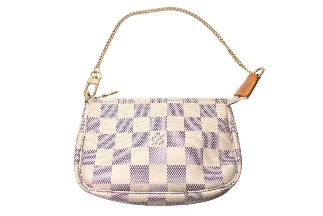 LOUIS VUITTON ルイヴィトン ミニポシェットアクセソワール アクセサリーポーチ N58010 ダミエアズール ホワイト 良品 中古 4c072850