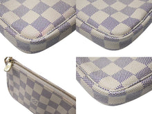 画像をギャラリービューアに読み込む, LOUIS VUITTON ルイヴィトン ミニポシェットアクセソワール アクセサリーポーチ N58010 ダミエアズール ホワイト 良品 中古 4c072850