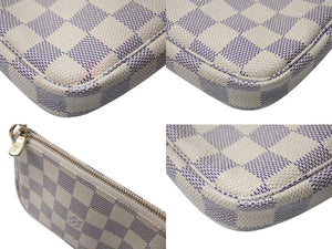 LOUIS VUITTON ルイヴィトン ミニポシェットアクセソワール アクセサリーポーチ N58010 ダミエアズール ホワイト 良品 中古 4c072850
