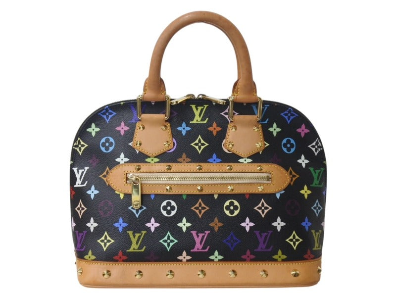 LOUIS VUITTON ルイヴィトン アルマPM ハンドバッグ M40444 モノグラム マルチカラー PVC レザー ブラック 美品 中古 4c072853