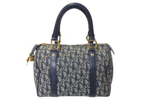 Load image into Gallery viewer, ChristianDior クリスチャンディオール ハンドバッグ PZ1002 トロッター柄 キャンバス レザー ネイビー ゴールド金具 良品 中古 4c072854