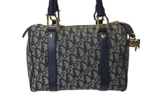 Load image into Gallery viewer, ChristianDior クリスチャンディオール ハンドバッグ PZ1002 トロッター柄 キャンバス レザー ネイビー ゴールド金具 良品 中古 4c072854