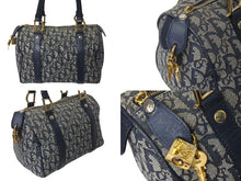 Load image into Gallery viewer, ChristianDior クリスチャンディオール ハンドバッグ PZ1002 トロッター柄 キャンバス レザー ネイビー ゴールド金具 良品 中古 4c072854