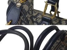 Load image into Gallery viewer, ChristianDior クリスチャンディオール ハンドバッグ PZ1002 トロッター柄 キャンバス レザー ネイビー ゴールド金具 良品 中古 4c072854