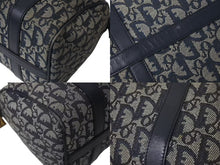 Load image into Gallery viewer, ChristianDior クリスチャンディオール ハンドバッグ PZ1002 トロッター柄 キャンバス レザー ネイビー ゴールド金具 良品 中古 4c072854