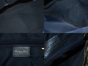 ChristianDior クリスチャンディオール ハンドバッグ PZ1002 トロッター柄 キャンバス レザー ネイビー ゴールド金具 良品 中古 4c072854