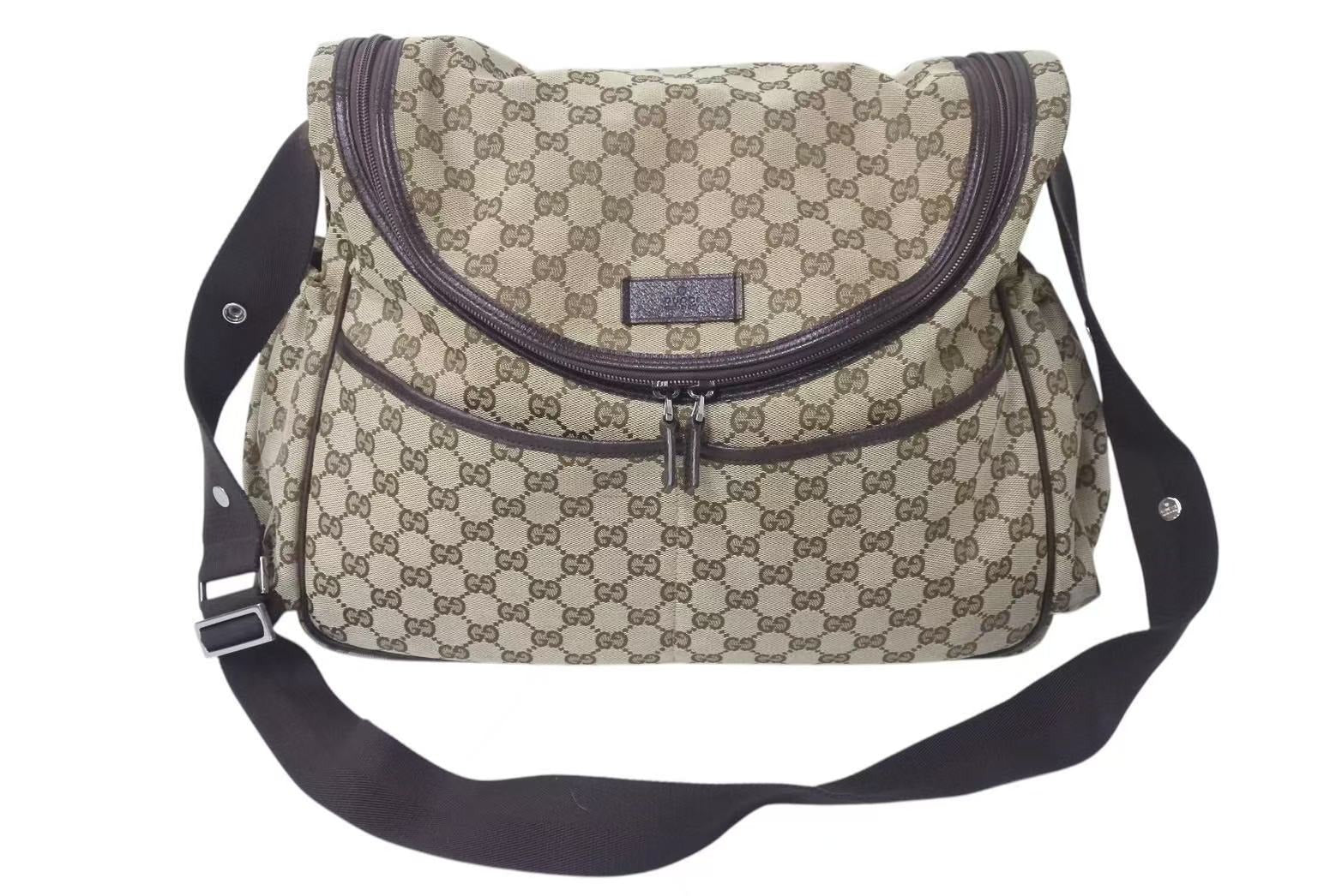 GUCCI GGキャンバス ショルダーバッグ 大容量 マザーズバッグ ブラウン
