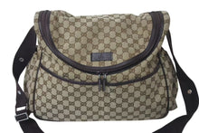 Load image into Gallery viewer, GUCCI グッチ マザーズバッグ ショルダーバッグ 123326 GGキャンバス レザー ブラウン ベージュ シルバー金具 美品 中古 4c072858
