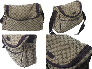 GUCCI グッチ マザーズバッグ ショルダーバッグ 123326 GGキャンバス レザー ブラウン ベージュ シルバー金具 美品 中古 4c072858